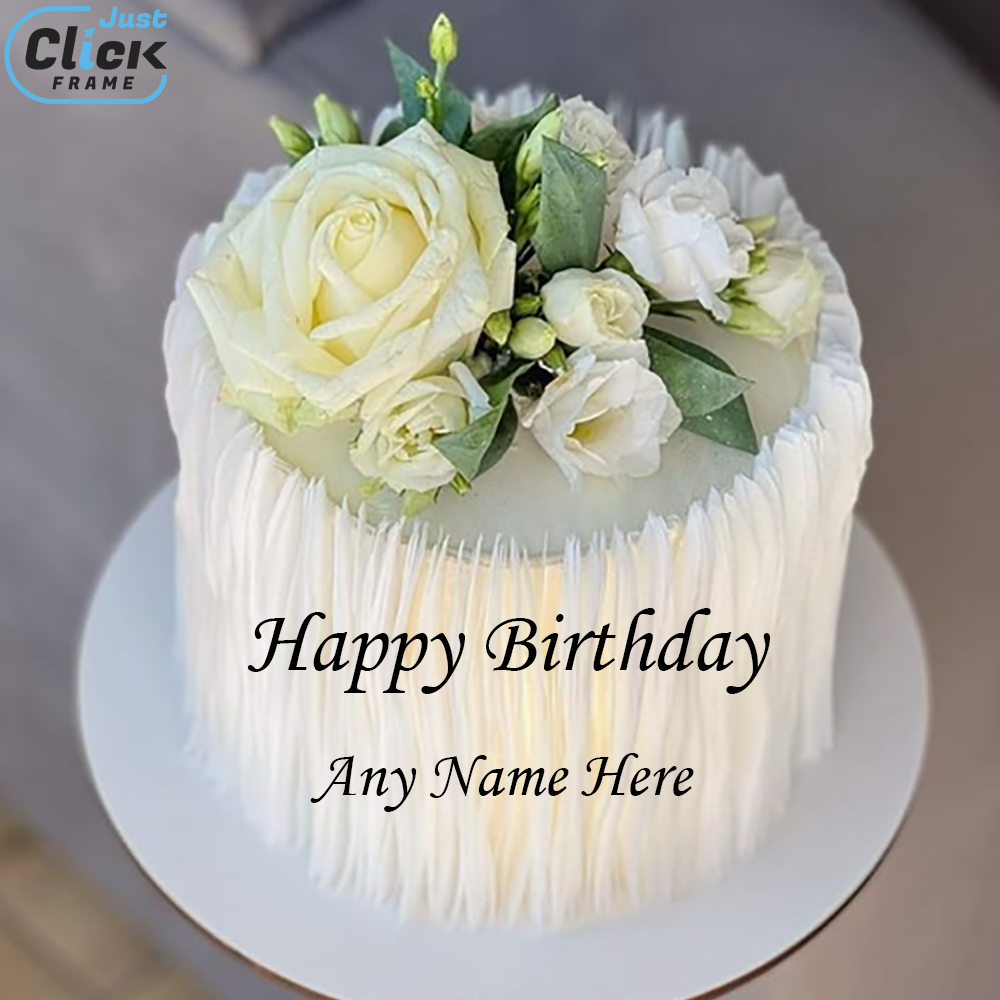 Amazing Happy Birthday White Cake With Name Editor